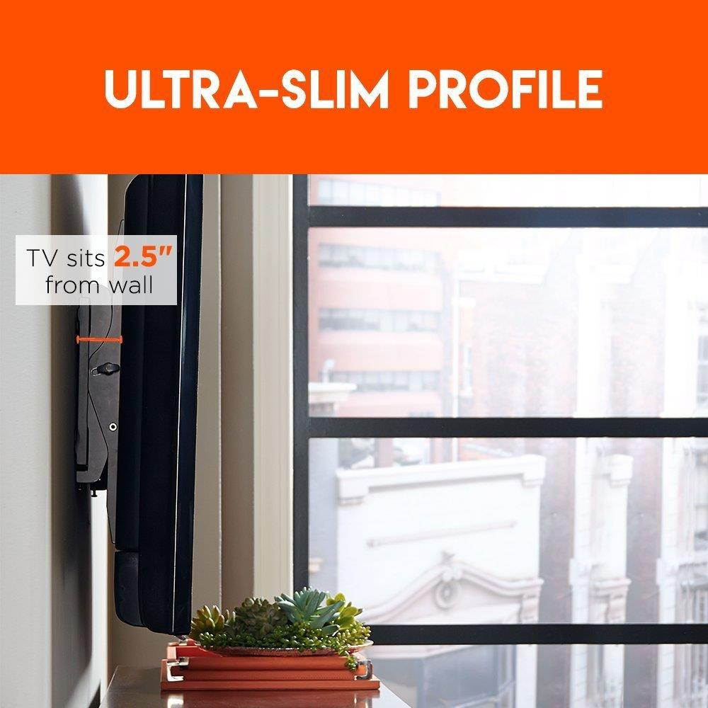 ECHOGEAR Tilting TV Wall Mount with Low Profile Design for 32-70 inch TVs - Eliminates Screen Glare with 15 Degrees of Smooth Tilt - Easy Install with All Hardware Included - EGLT1-BK