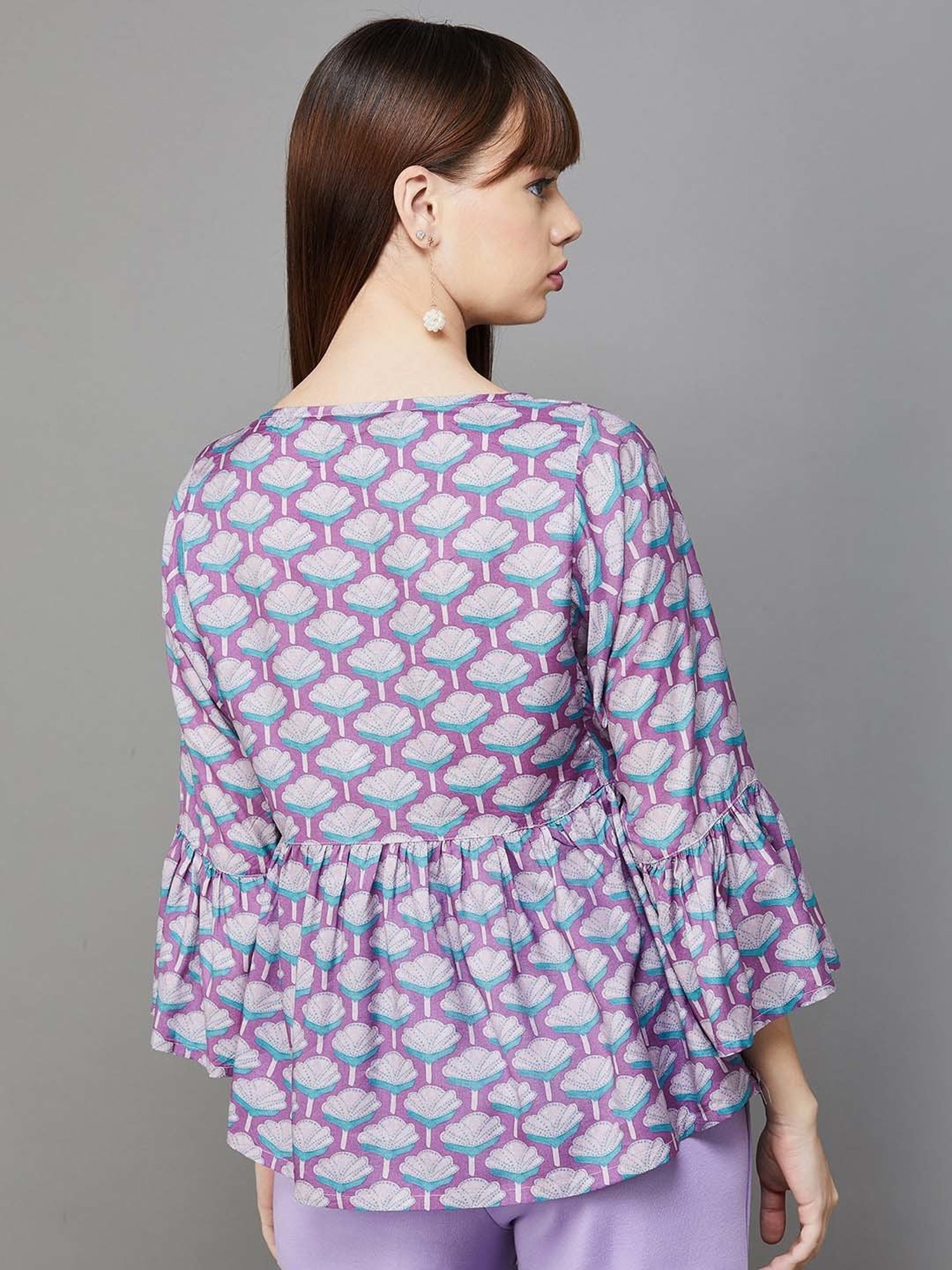 Colour Me by Melange Purple Printed Top