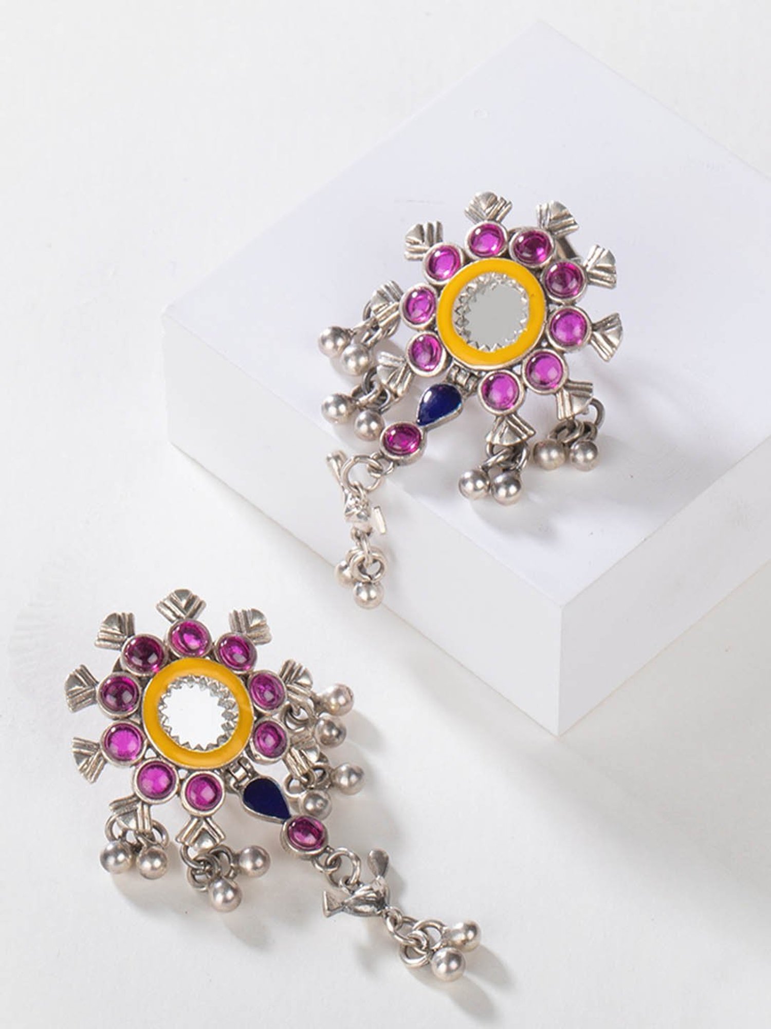 Shaya 92.5 Sterling Silver Abla Bharat Style Earrings for Women