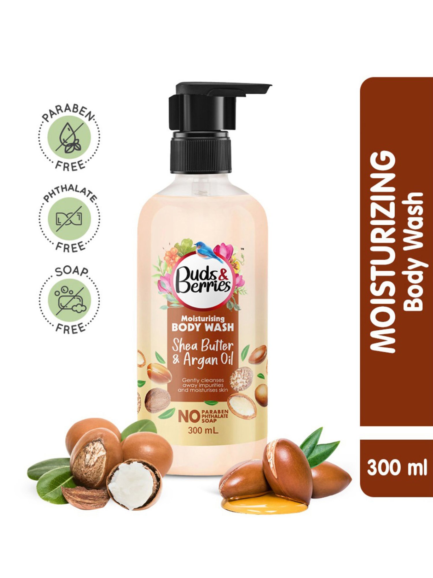 Buds & Berries Shea Butter & Argan Oil Moisturising Body Wash - 300 ml
