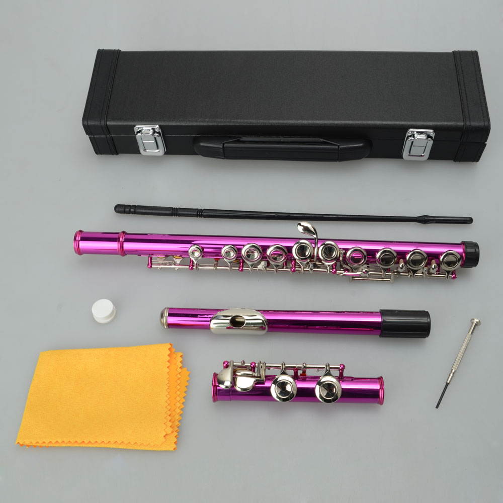 Standard Rose Red School Band Student 16 Closed C Flute with Case&Accessories