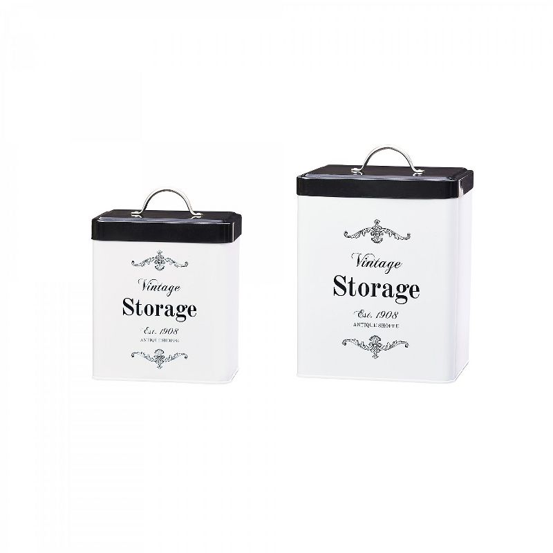 Amici Home Antique Shoppe Metal Storage Canisters, Assorted Set of 2 Sizes