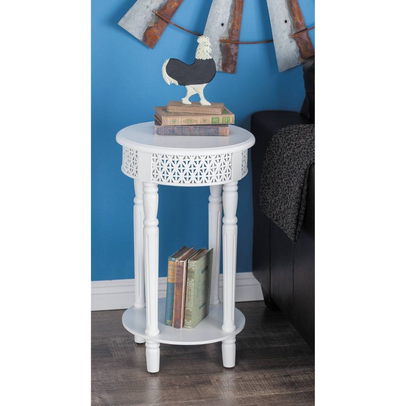 Wooden Round Lattice Side Table White - Olivia & May