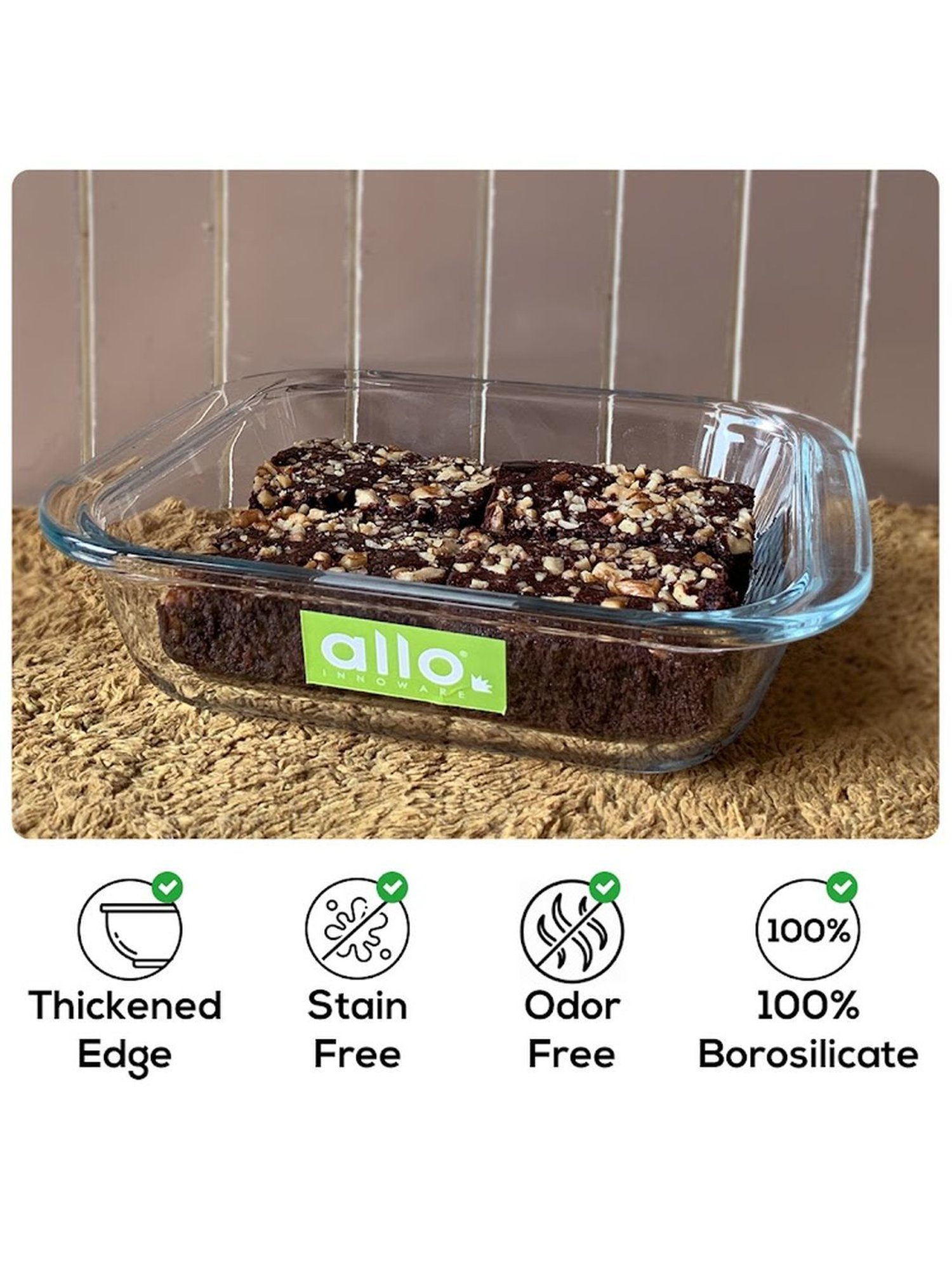 Borosilicate Square Glass Baking Dish, Baking Tray, Oven and Microwave Safe