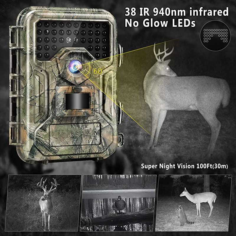 Trail Camera 2021 16MP 1080P 100ft 03s Trigger Waterproof Scouting Hunting Game Cameras with Infrared Night Vision Motion Activated Security Camera for Wildlife Deer Game Trail by