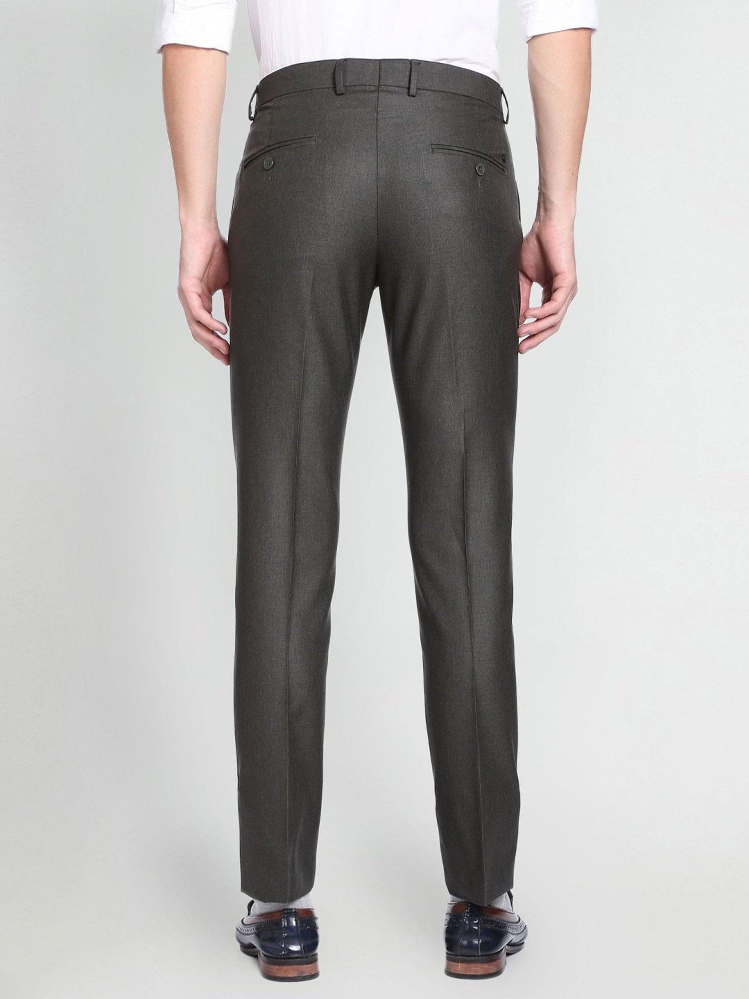 Arrow Grey Regular Fit Texture Trousers
