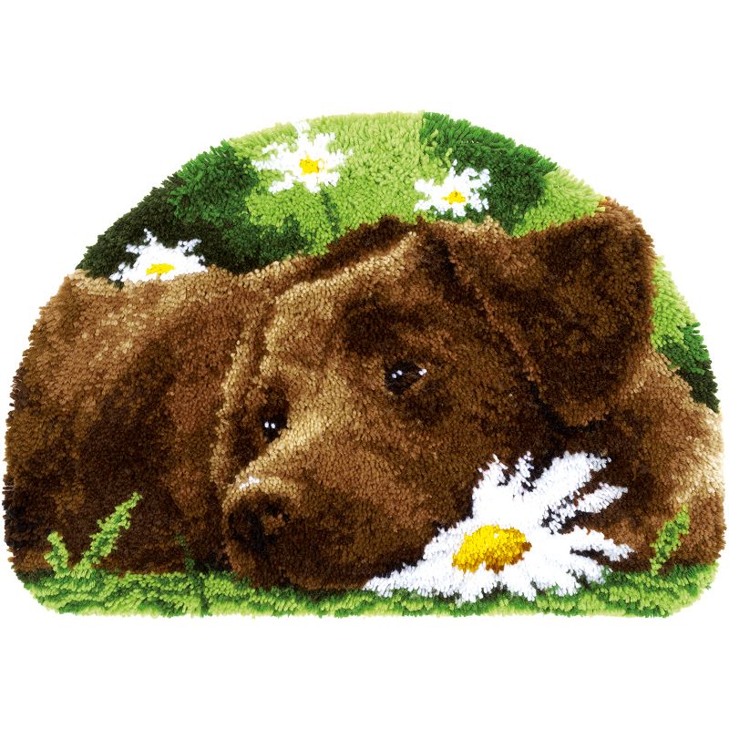 Vervaco Shaped Rug Latch Hook Kit 27.5"X18.5"-Chocolate Labrador