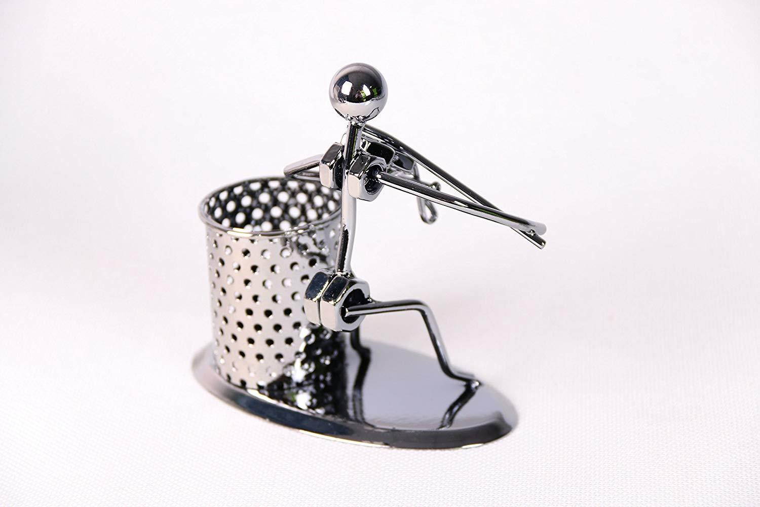 Creative Office Desktop Accessories Metal Pen Pencil Holder Craft Art Model Room Decoration (violin)