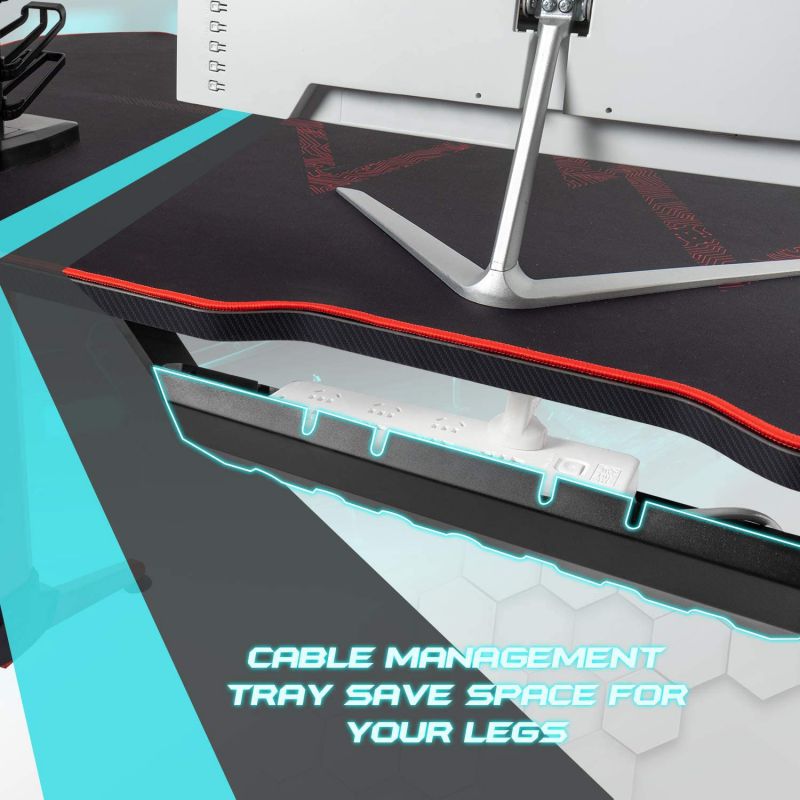 RESPAWN 3000 Gaming Computer Desk - Ergonomic Height Adjustable Gaming Desk, in Blue (RSP-3000-BLU)