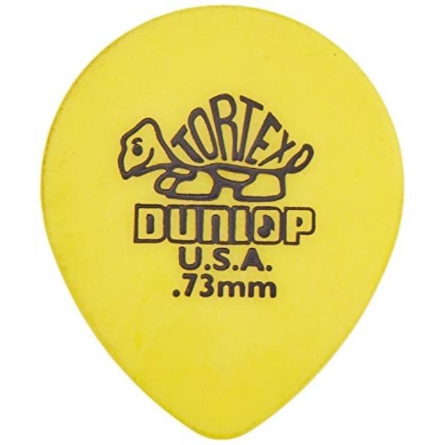 dunlop 413r.73 tortex tear drop, yellow, .73mm, 72/bag
