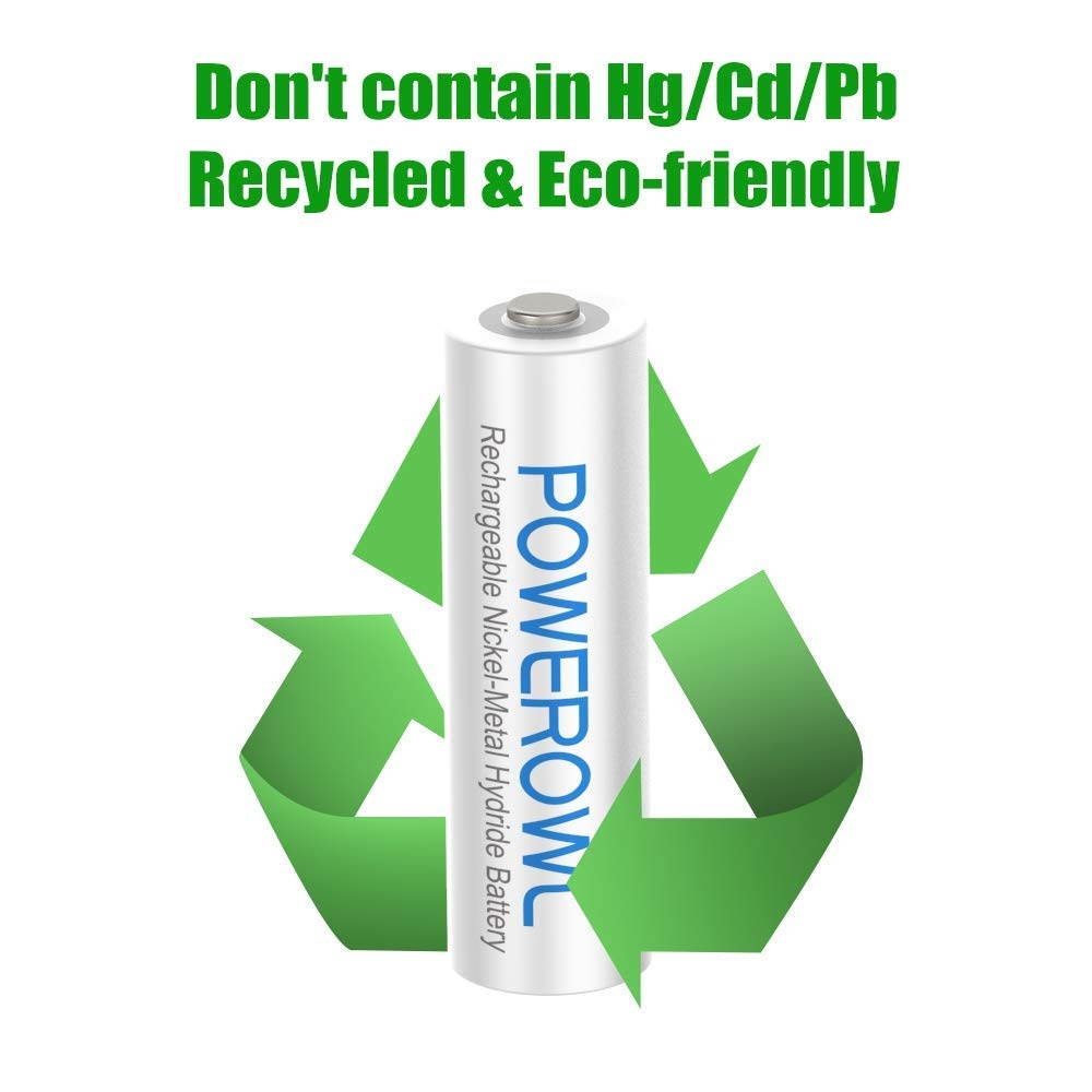 AAA Rechargeable Bateries, Powerowl Rechargeable AAA Batteries 1000mAh High Capacity 1.2V NiMH Low Self Discharge Rechargeable AAA Battery (AAA 4 Pack)