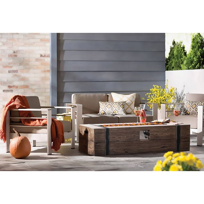 48" x 20" x 18.5" Rectangular Wooden Outdoor Propane Fire Pit - Vasagle