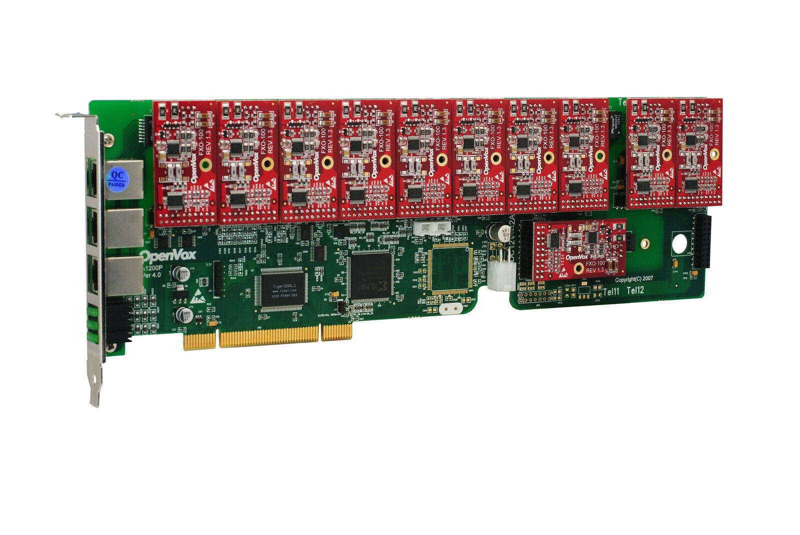 OpenVox A1200P0011 12 Port Analog PCI Base Card + 0 FXS + 11 FXO