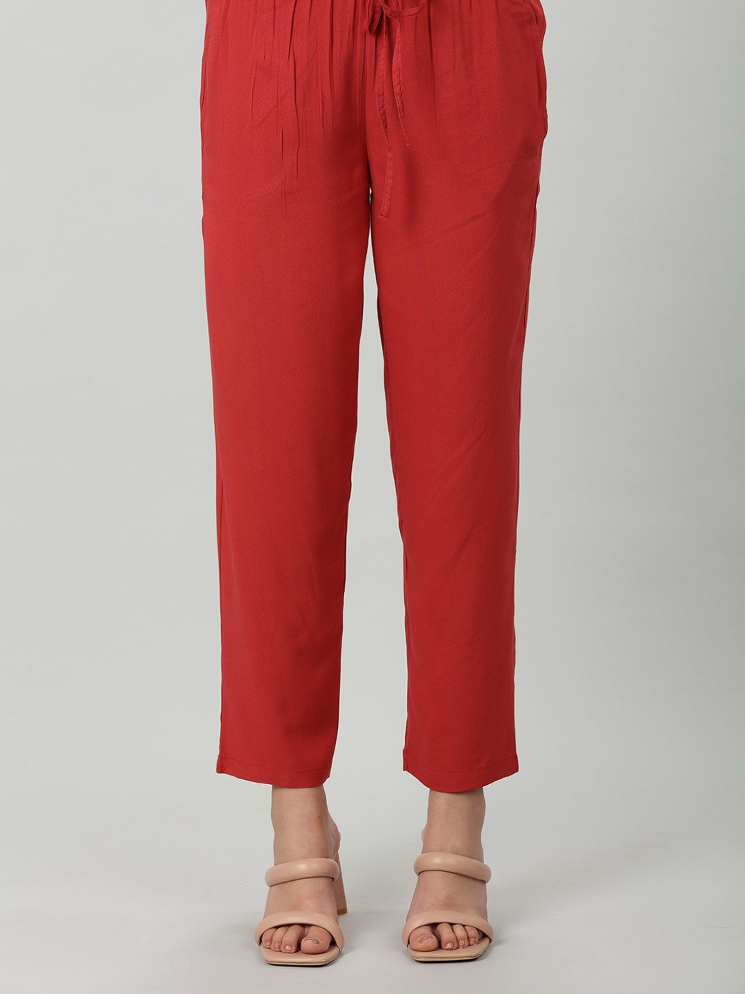 Mustard Red Regular Fit Palazzos