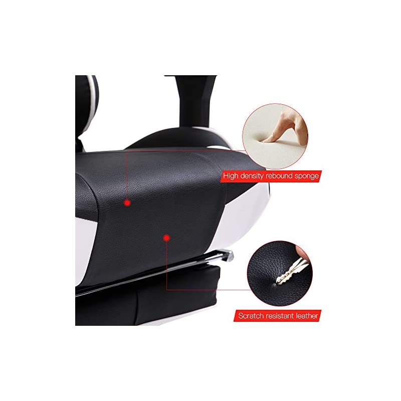 Gaming Chair Racing Office Chair High Back Computer Desk Chair PU Leather Chair Ergonomic and Executive Swivel Chair with Footrest Headrest and Lumbar Massage Support (AL-6019-PINK)