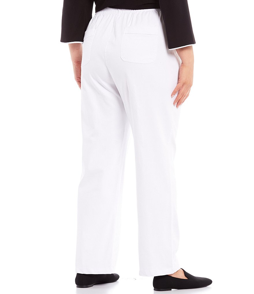 Allison Daley Plus Size Stretch Twill Straight Leg Pull-On Pants