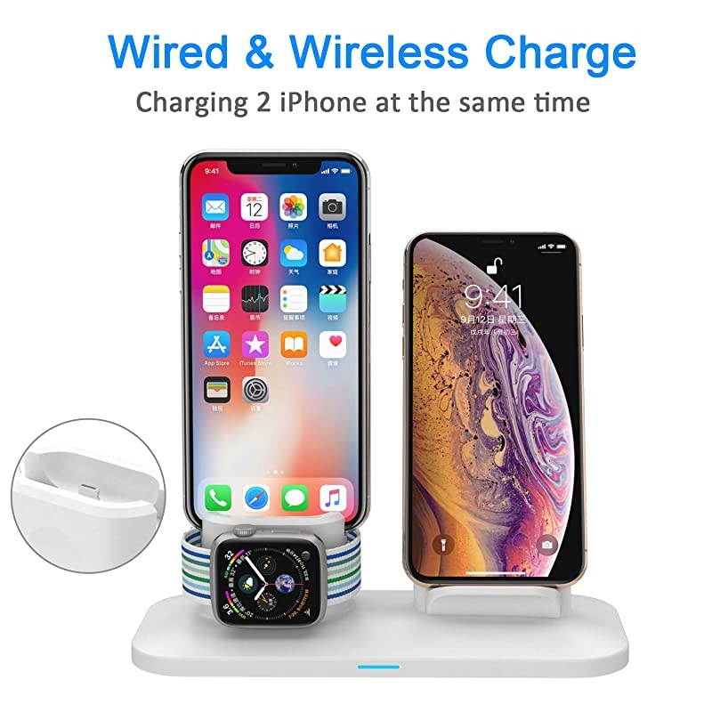 Charger 3 in 1 Charging Station for Apple Watch and iPhone Airpods Charging Stand Compatible for Apple iPhone XXSXRXs Max88 Plus Apple Watch Series 4 3 2 1 Airpods