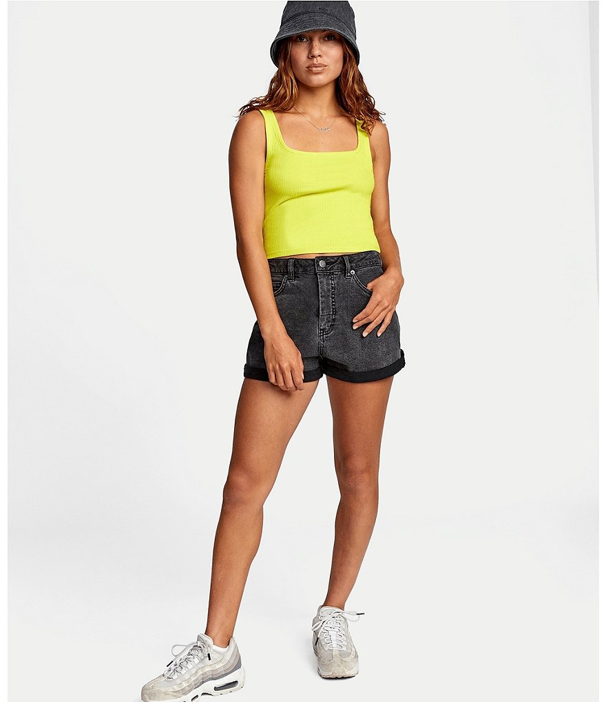 RVCA Concourse Sleeveless Cropped Rib-Knit Tank Top