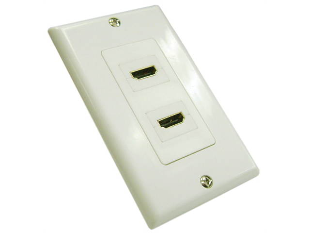 HDMI WALL PLATES - 2 PORT 180 Degree White