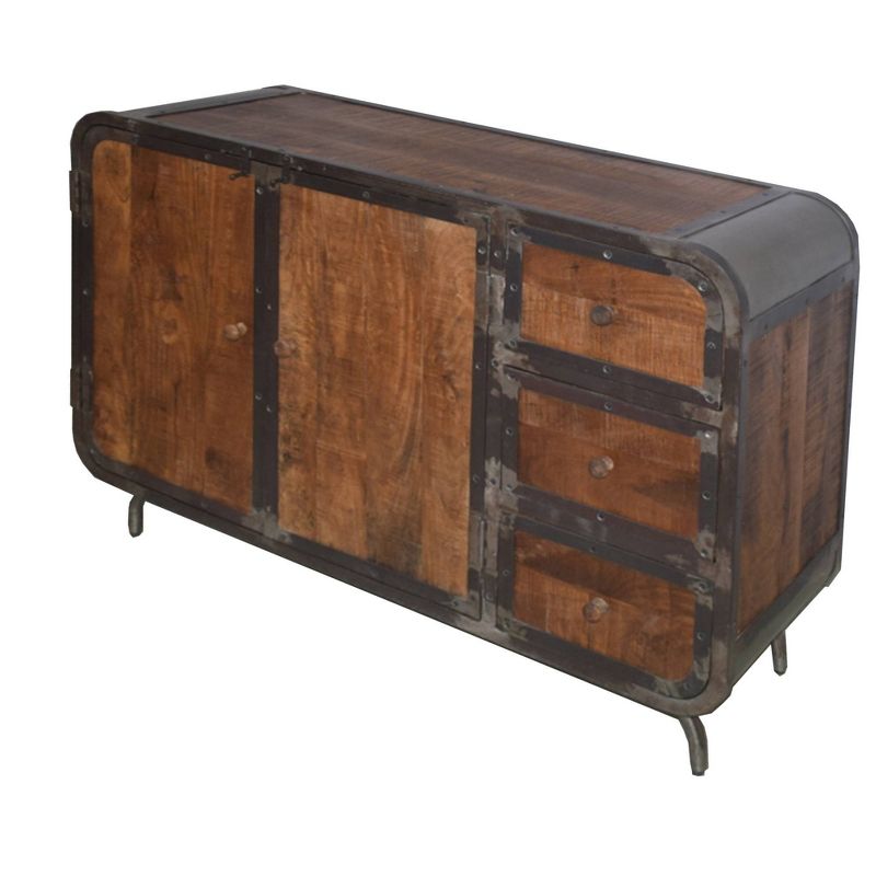Rustic Style 3 drawer Storage Sideboard with 2 Door Cabinet Brown/Gray - The Urban Port