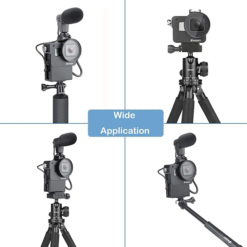 2.0 Vlogging Case Aluminum Protective Shell Mount with Mic Adapter Place Frame for GoPro Hero 7 Black/6/5/(2018) Video Vlog Accessories