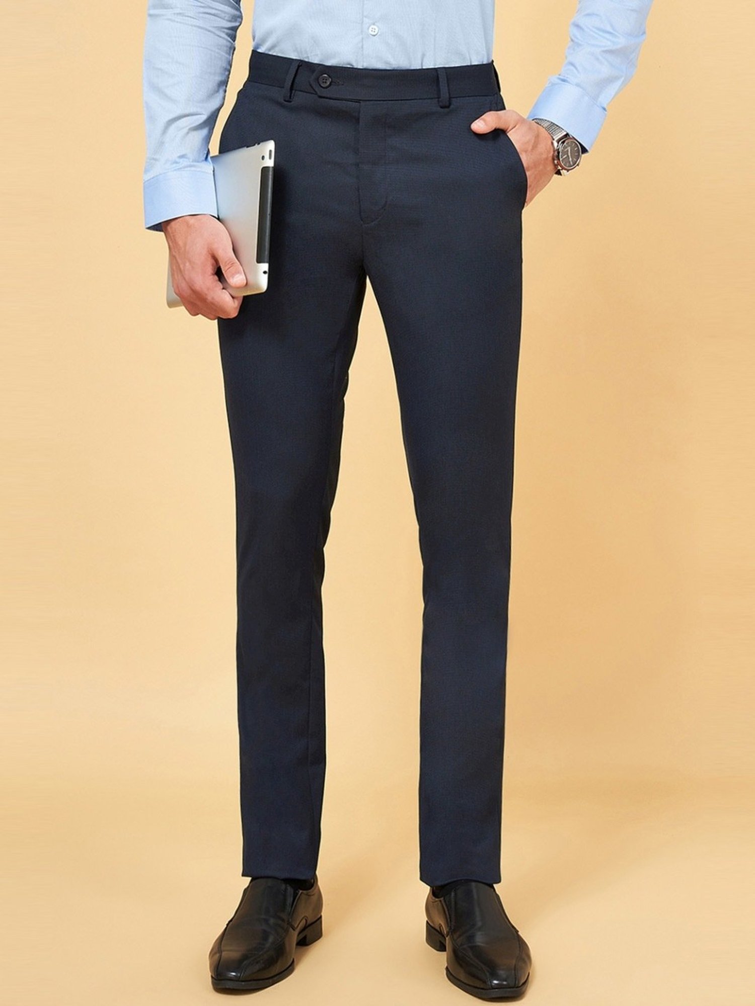 Byford by Pantaloons Navy Slim Fit Trousers