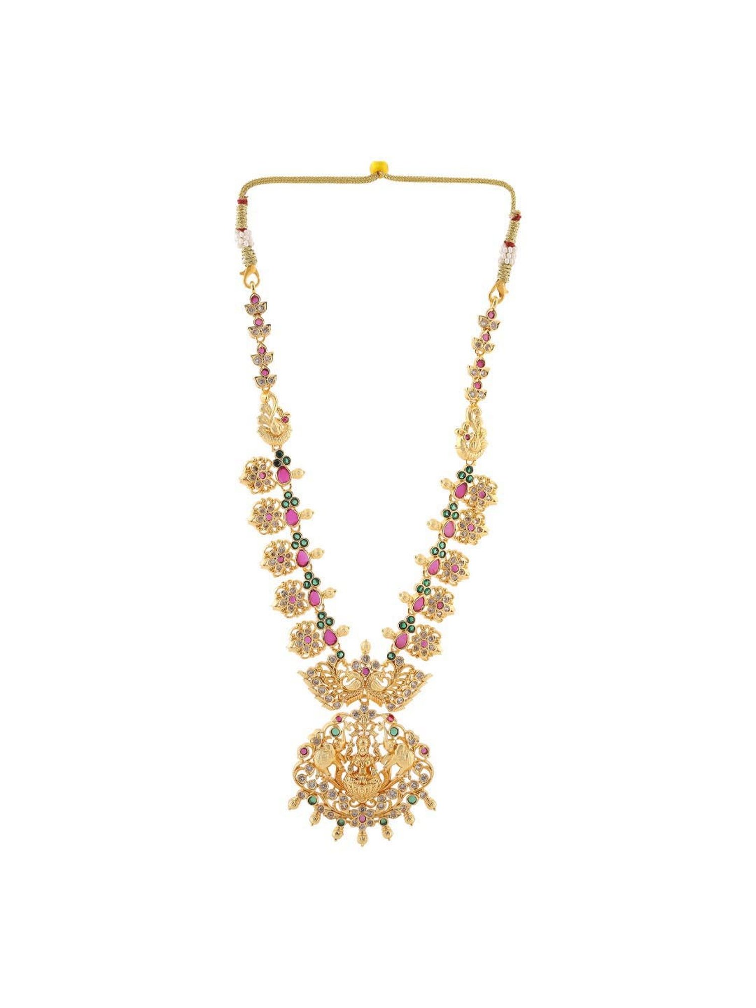 Estele Gold-Plated CZ Lakshmi Devi Embellished with Elephant Designer Necklace Set for Women