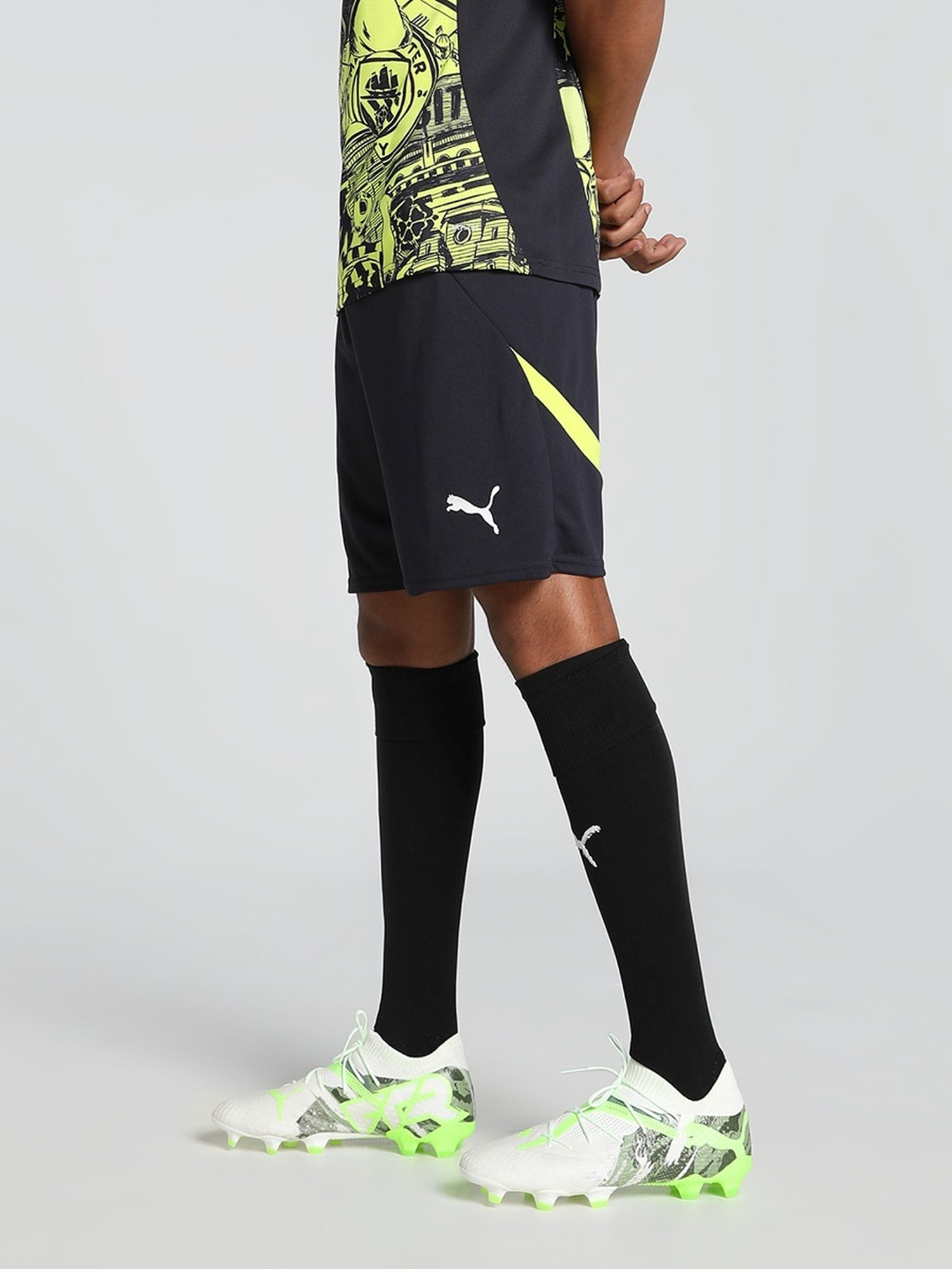 Puma Blue Regular Fit Printed Sports Shorts