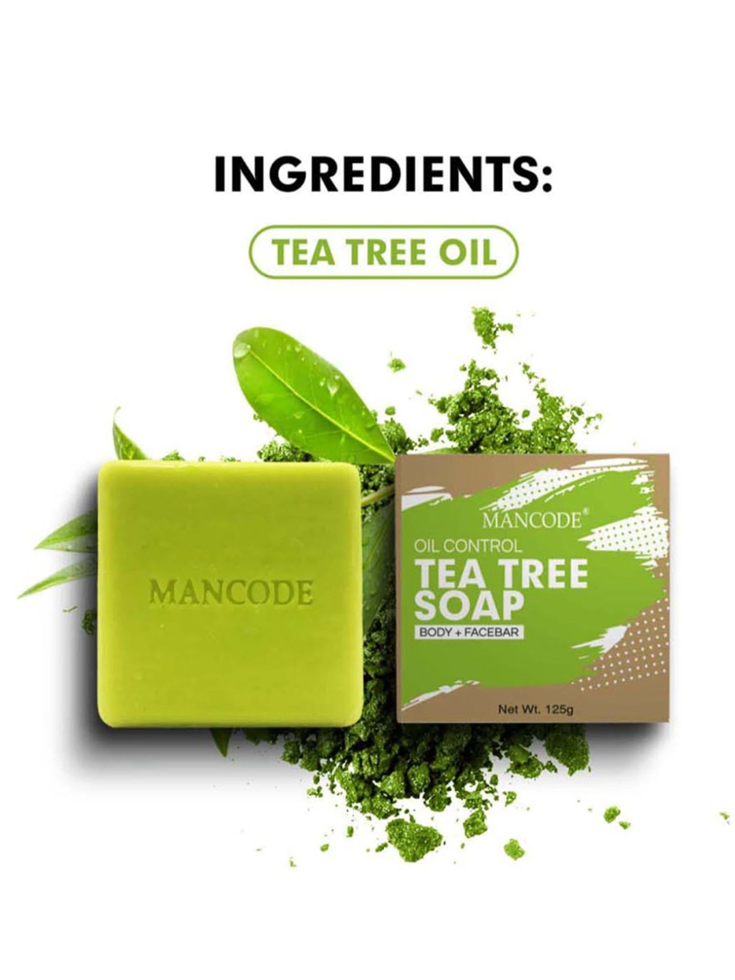 Mancode Tea Tree Oil Control Soap - 125 gm