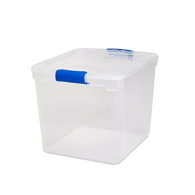 Plastic Storage Modular Stackable Storage Bins with Blue Latching Handles 31 Quart Clear 4Pack