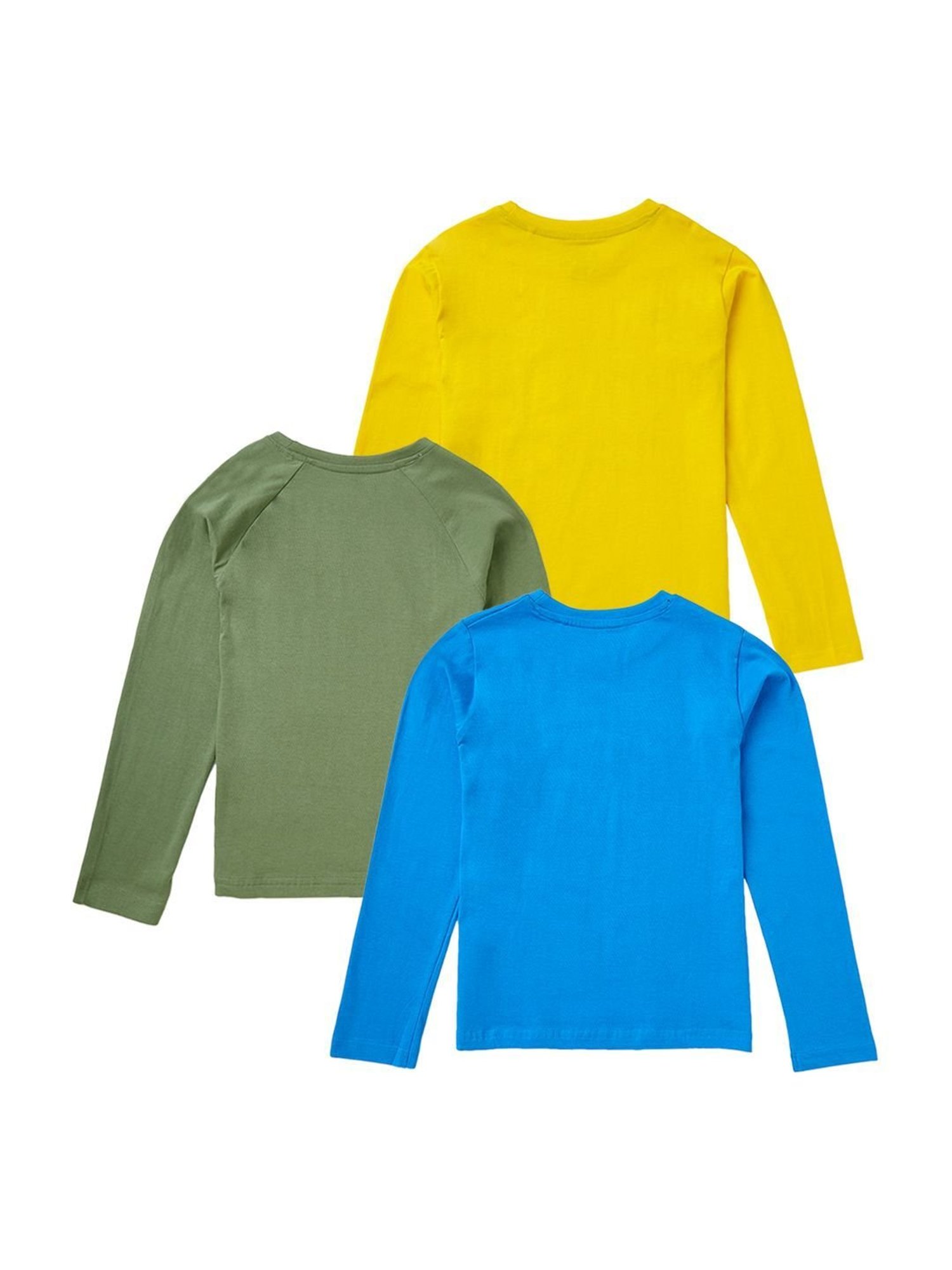 Cub McPaws Kids Multicolor Cotton Printed Full Sleeves T-Shirt (Pack of 3)