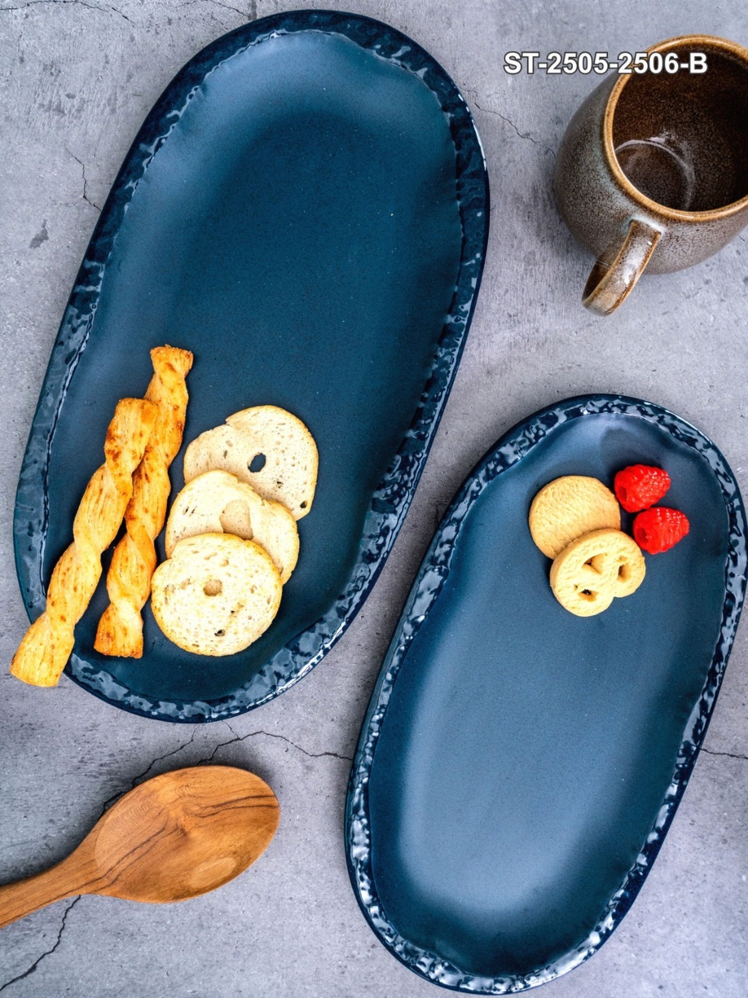 Stehlen Blue Melamine Serving Platter - Set of 2