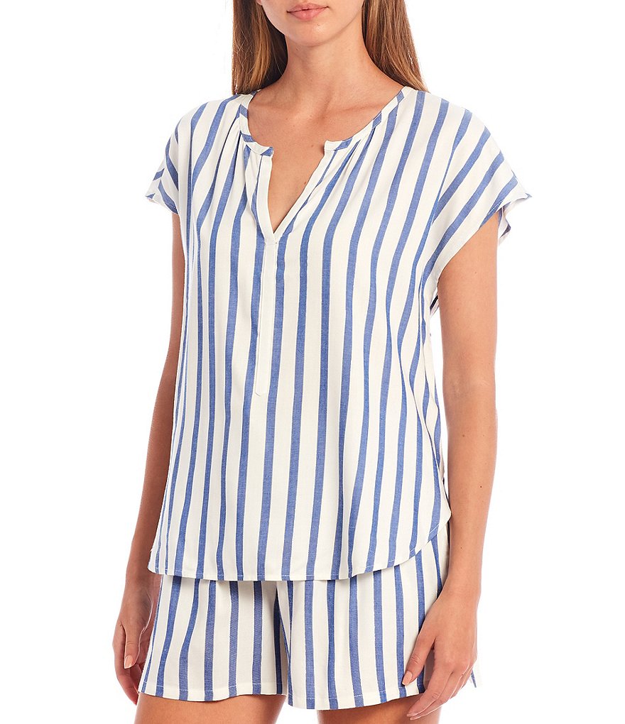 Nottibianche Yarn-Dye Lurex Striped Woven Coordinating Sleep Top
