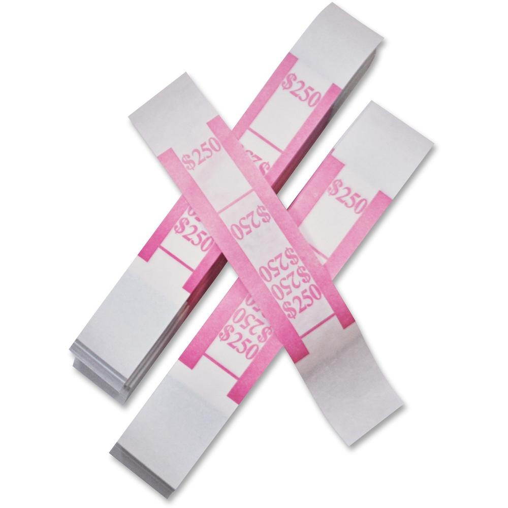 PM Company 55029 Securit $250.00 Denomination White Kraft Currency Bands with Quick Stick Adhesive, Cerise, 1000 Band
