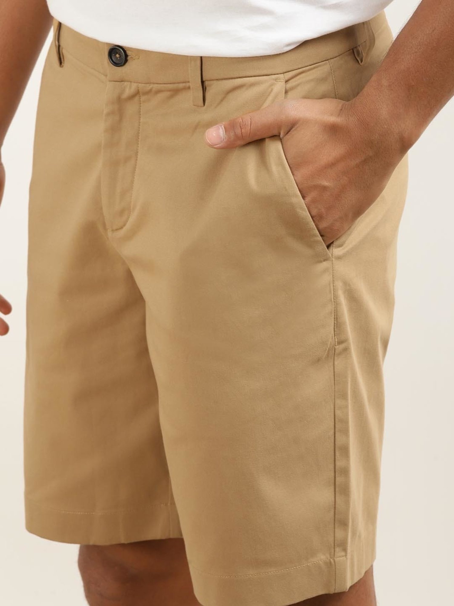 Andamen Khaki Cotton Regular Fit Shorts