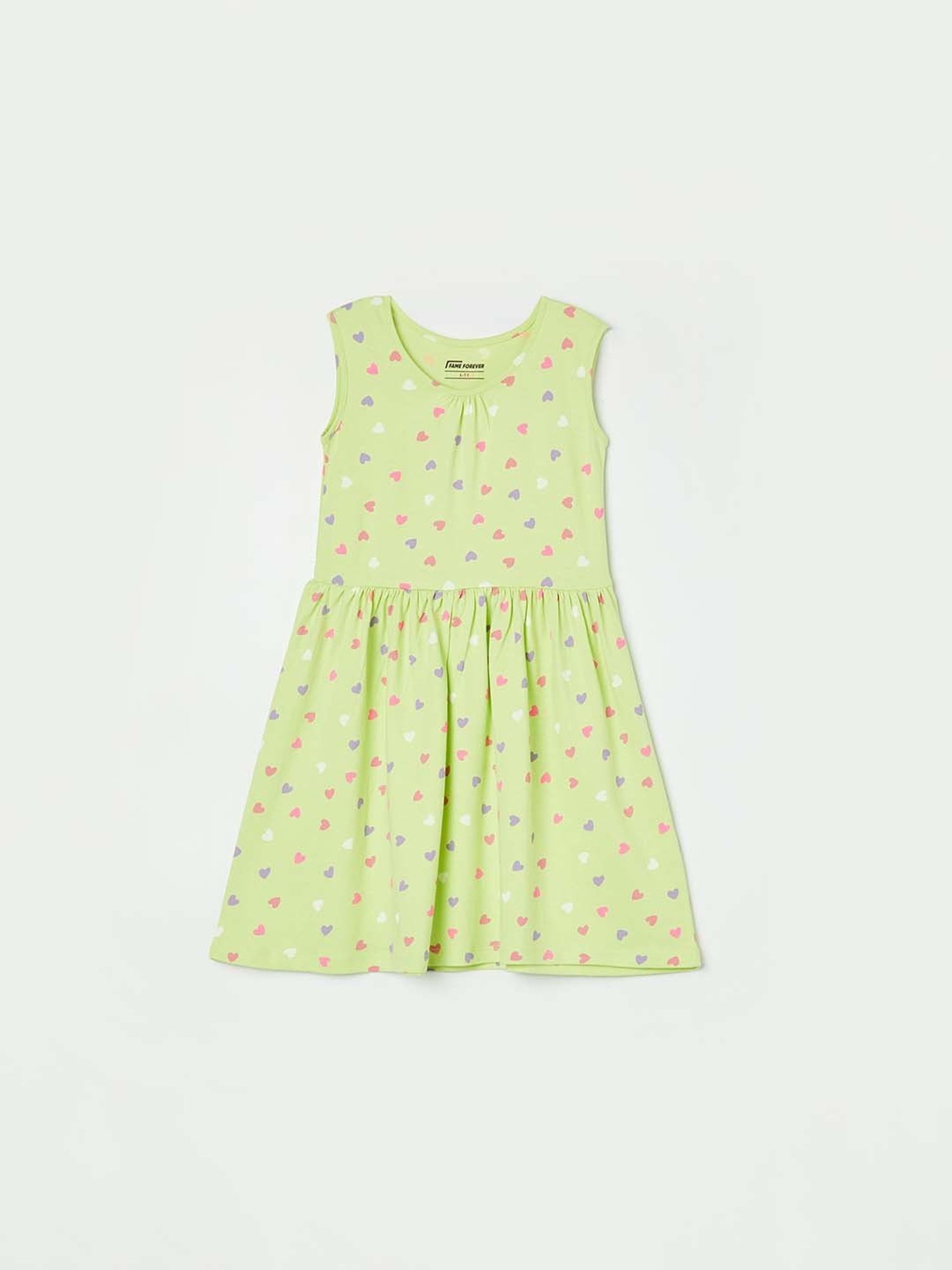 Fame Forever by Lifestyle Kids Lime Green Cotton Printed Dress