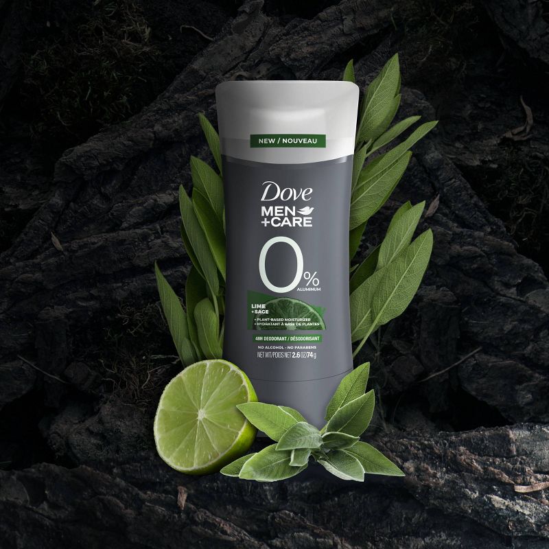 Dove Men + Care 0% Aluminum Lime + Sage Plant Based Deodorant Stick - 2.6oz