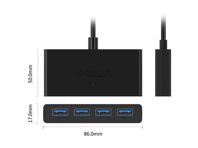 ORICO 4-Port USB 3.0 Data Hub with 4.92ft USB 3.0 Cable for Macbook, Mac Pro / mini, iMac, Surface Pro, XPS, Notebook PC, USB Flash Drives, Mobile HDD, and More