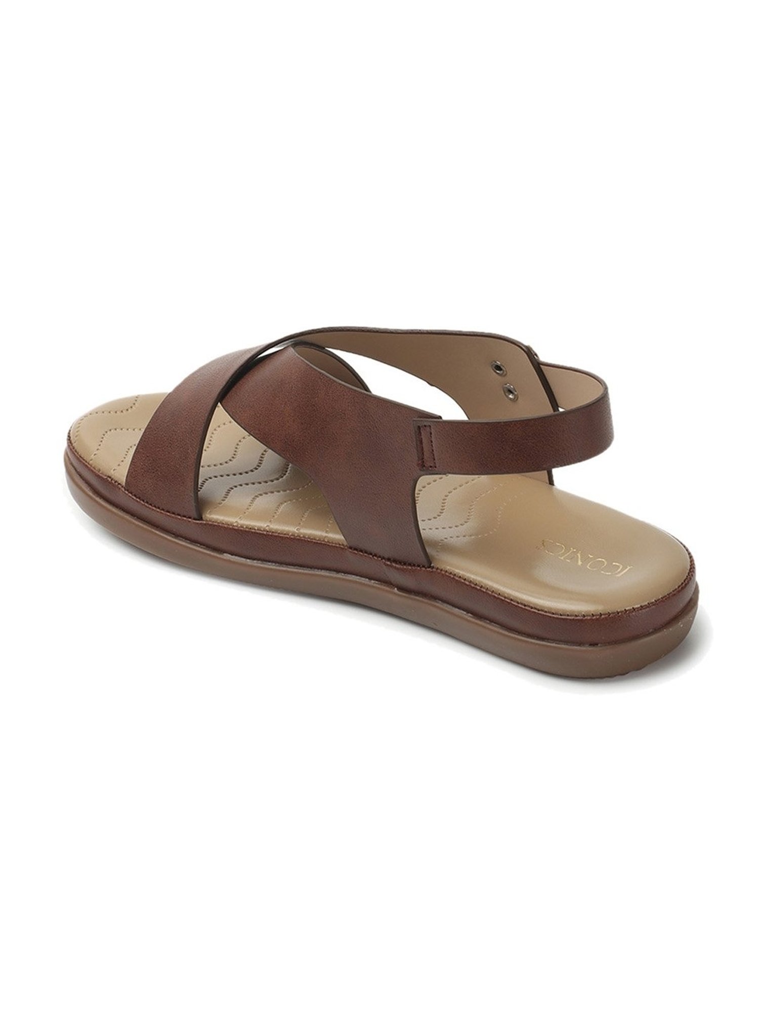 Iconics Women's Brown Cross Strap Sandals