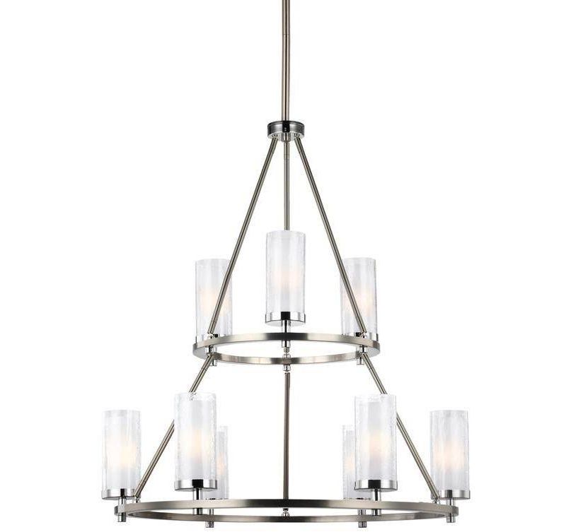Feiss Jonah 30" Wide Satin Nickel 2-Tier 9-Light Chandelier