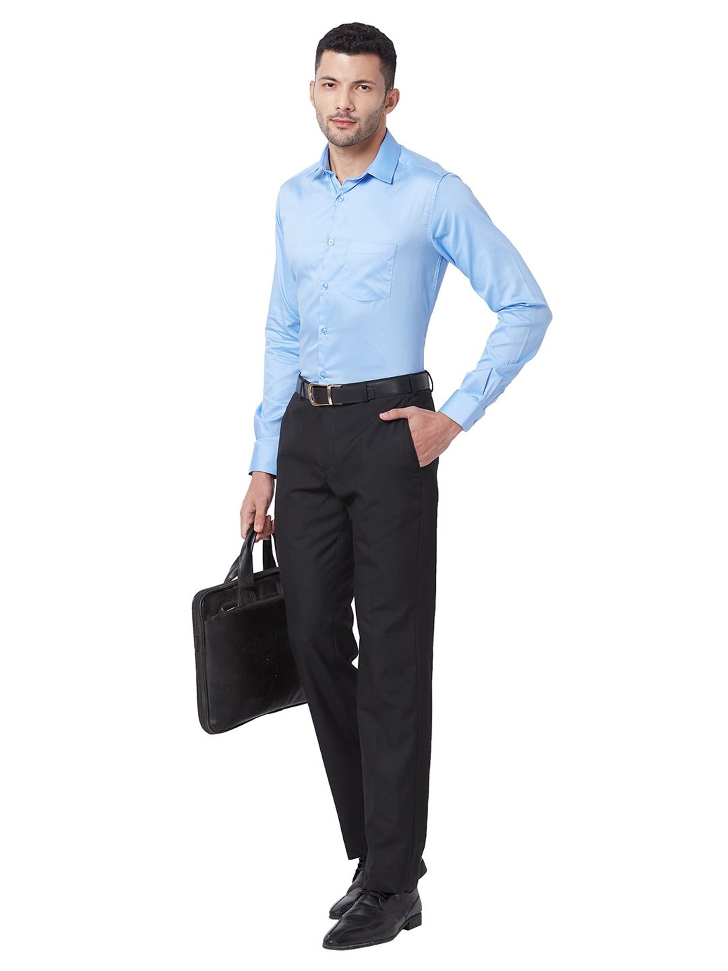 Kenneth Cole Blue Slim Fit Cotton Shirt