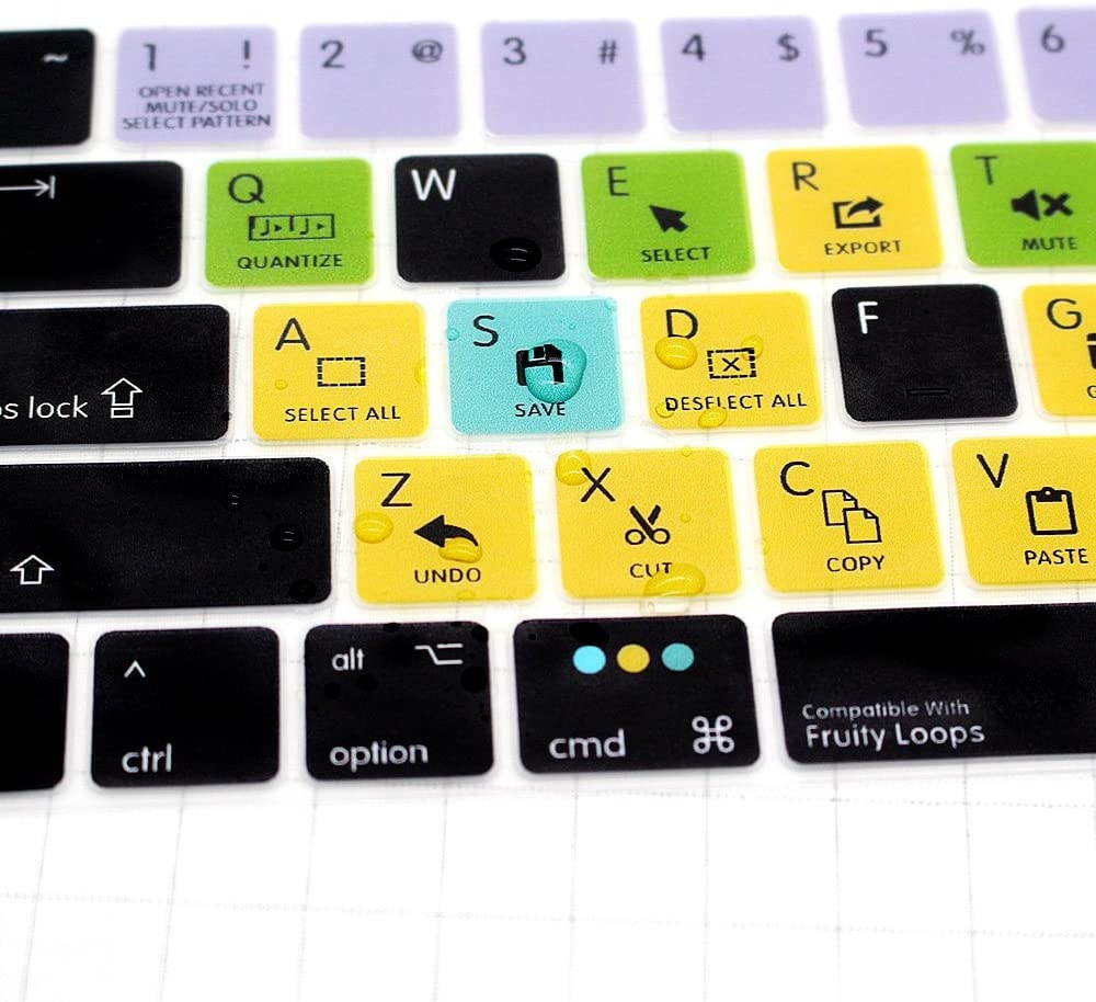 HRH FL Studio Fruity Loops Shortcuts Hotkey Silicone Keyboard Cover Skin for MacBook New Pro with Touch Bar 13 Inch and 15 Inch(A2159/A1989/A1706,A1990/A1707) 2019 2018 2016 2017 Release US Version