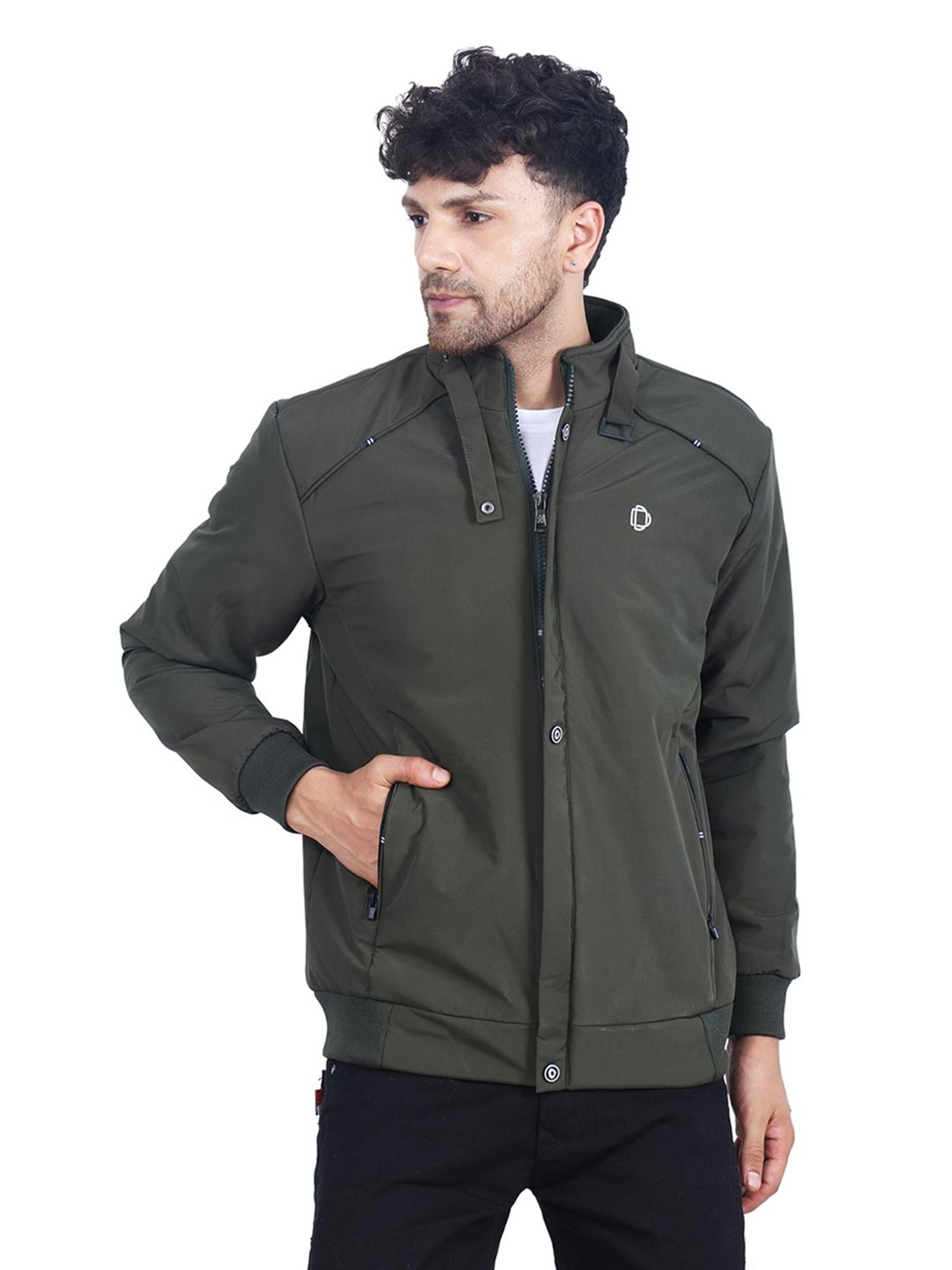 Dollar Olive Regular Fit High Neck Jacket