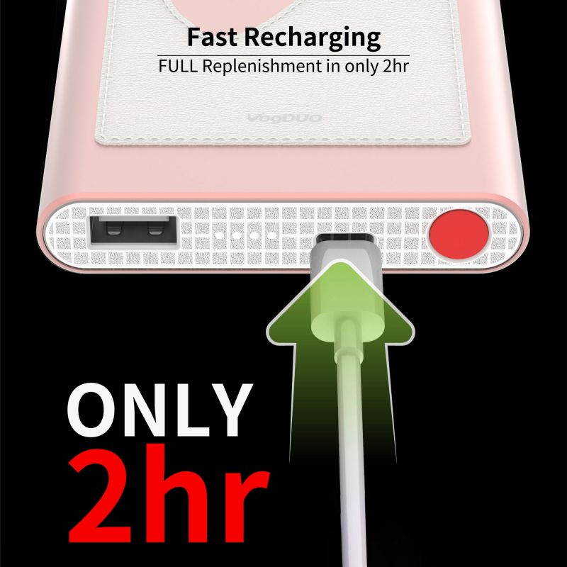 VogDUO Power Go, 10000mAh Power Bank, USB-C, Ultra-Compact, Fast charging, External Battery for iPhone, iPad, Samsung Galaxy, Android, AirPods Pro, Black