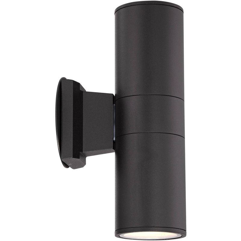 Possini Euro Design Modern Outdoor Wall Light Fixture Black 11 3/4" Cylinder Up Down Exterior House Porch Patio