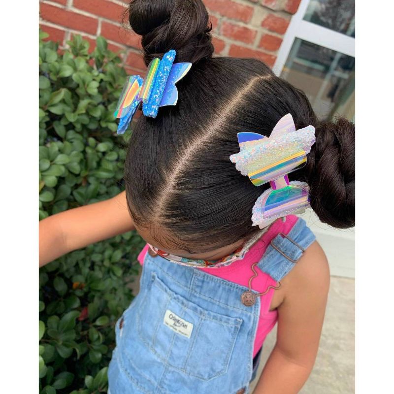 Lily Frilly Glitzy Mermaid Clips - Blue/White - 2pk