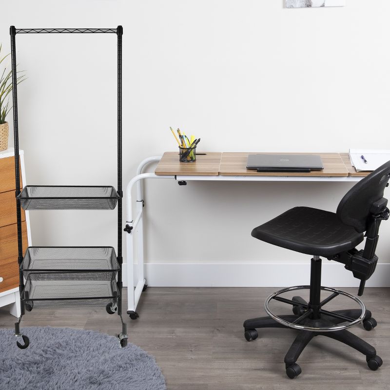 Mind Reader Heavy Duty Clothing Garment Rack, 3 Baskets, Black