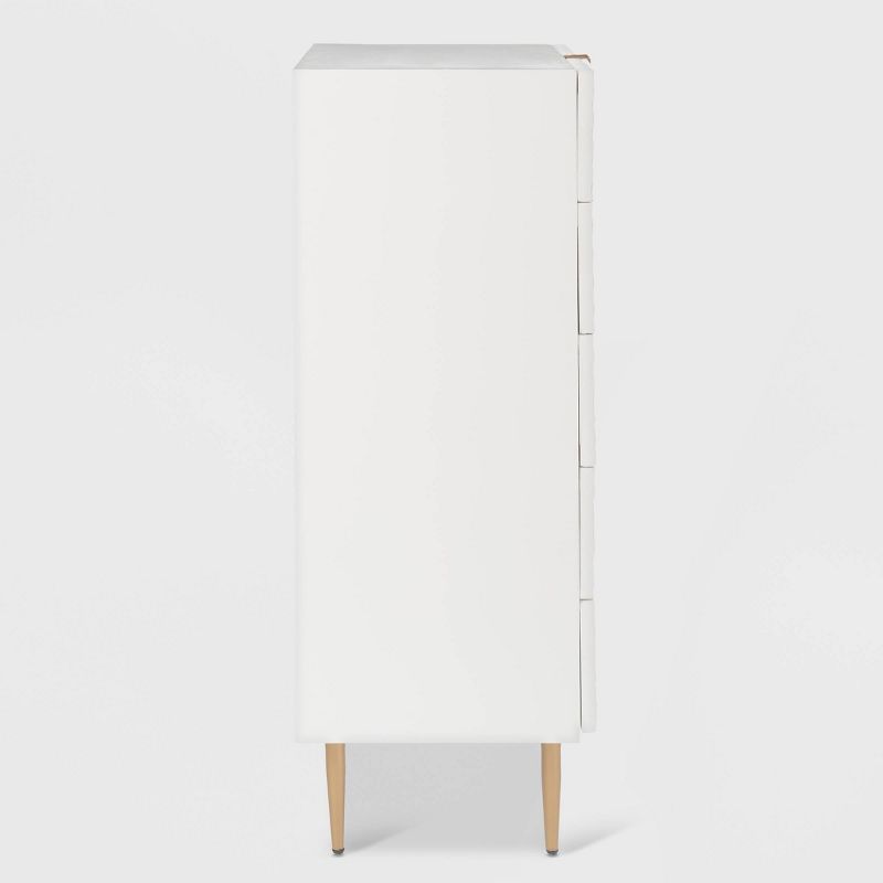 Jolie 5 Drawer Tallboy Dresser White - Adore Decor