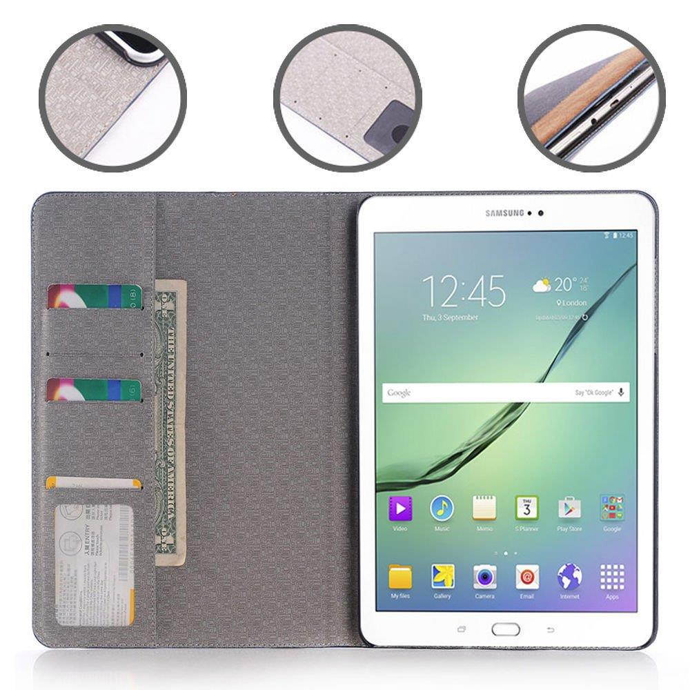 Folio Leather Stand Cover Case for Samsung Galaxy Tab A 9.7" T550/ P550 Gray