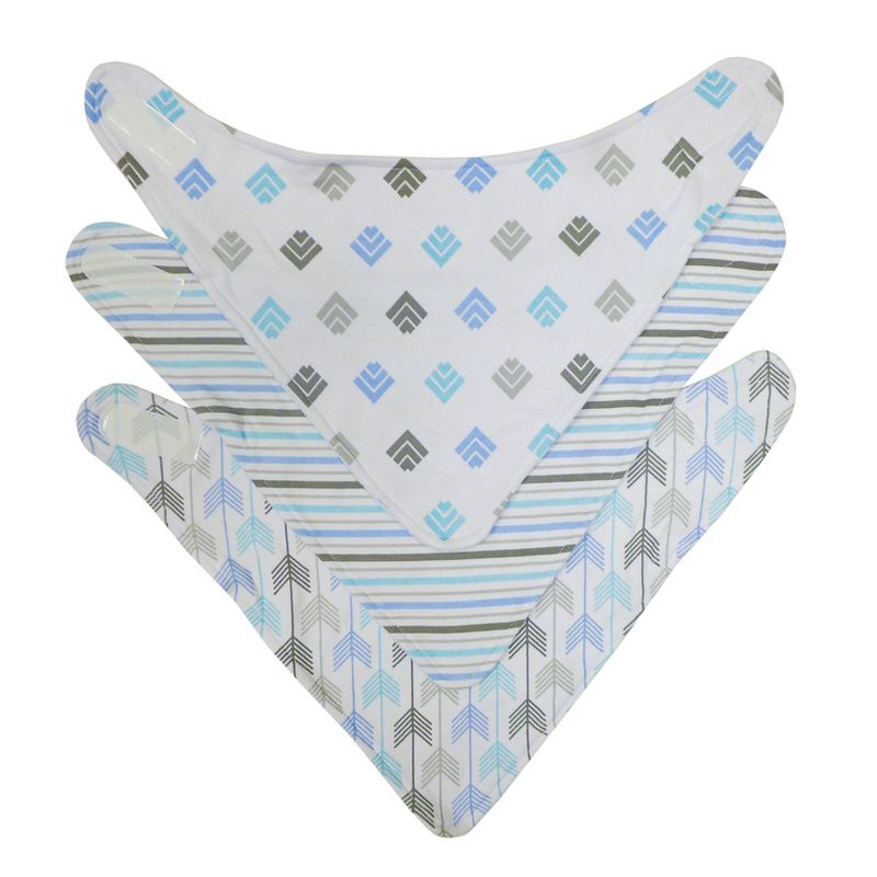 Neat Solutions Interlock/Knit Terry Bandana Bib Set - Blue Arrowhead - 3pk
